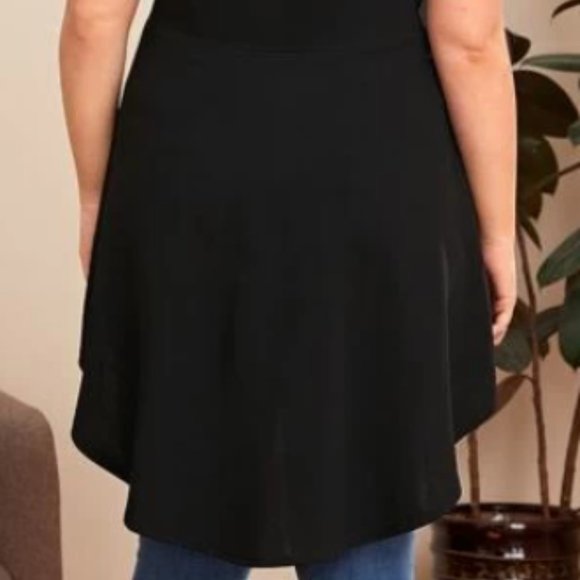 Keyhole Back Sheer Mesh Yoke Asymmetrical Peplum Top - Picture 3 of 3